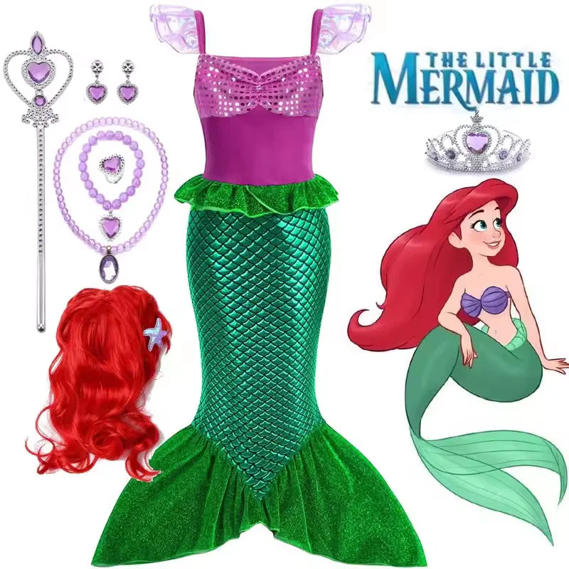 Kids Ariel Mermaid Princess Costume Dress