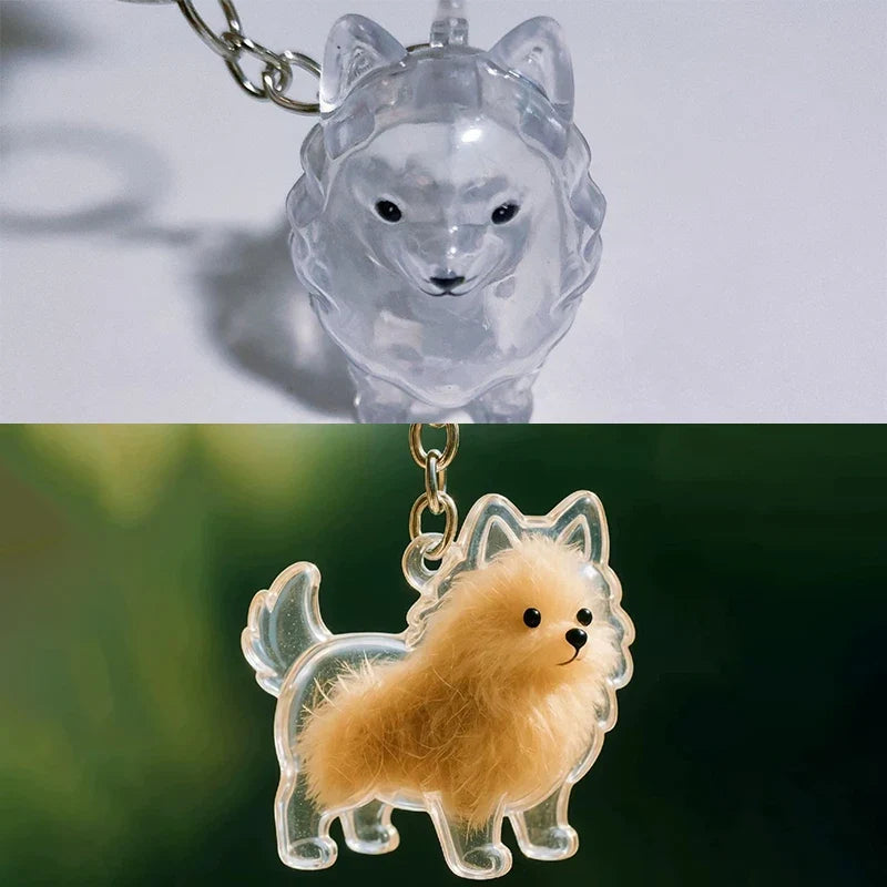 Clear Pet Fur Display Capsule Keychain