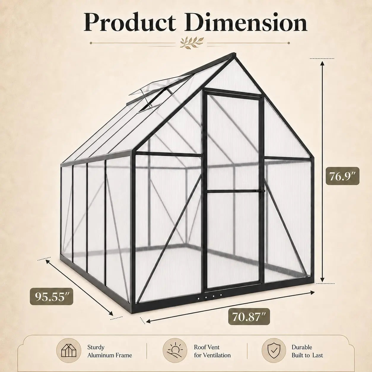 6×8 ft Walk-In Polycarbonate Greenhouse