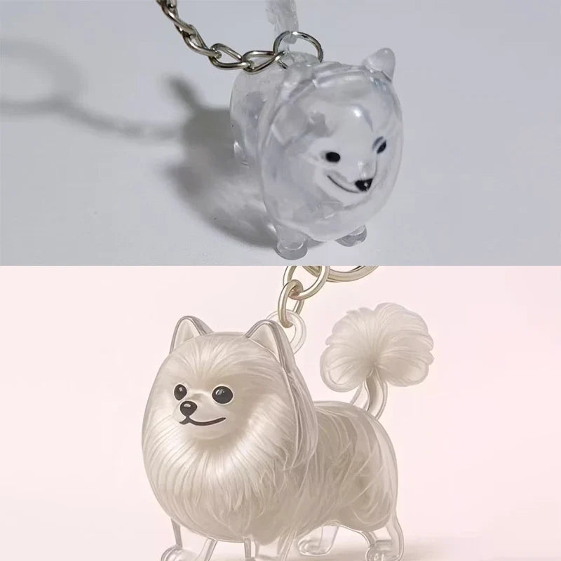 Clear Pet Fur Display Capsule Keychain