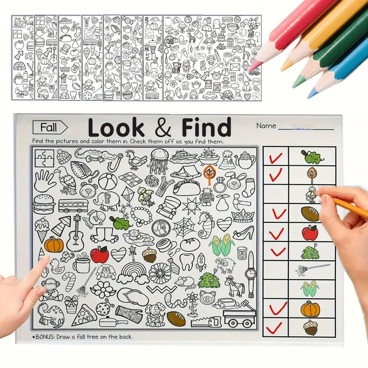 32-Page Hidden Object Coloring Book for Kids