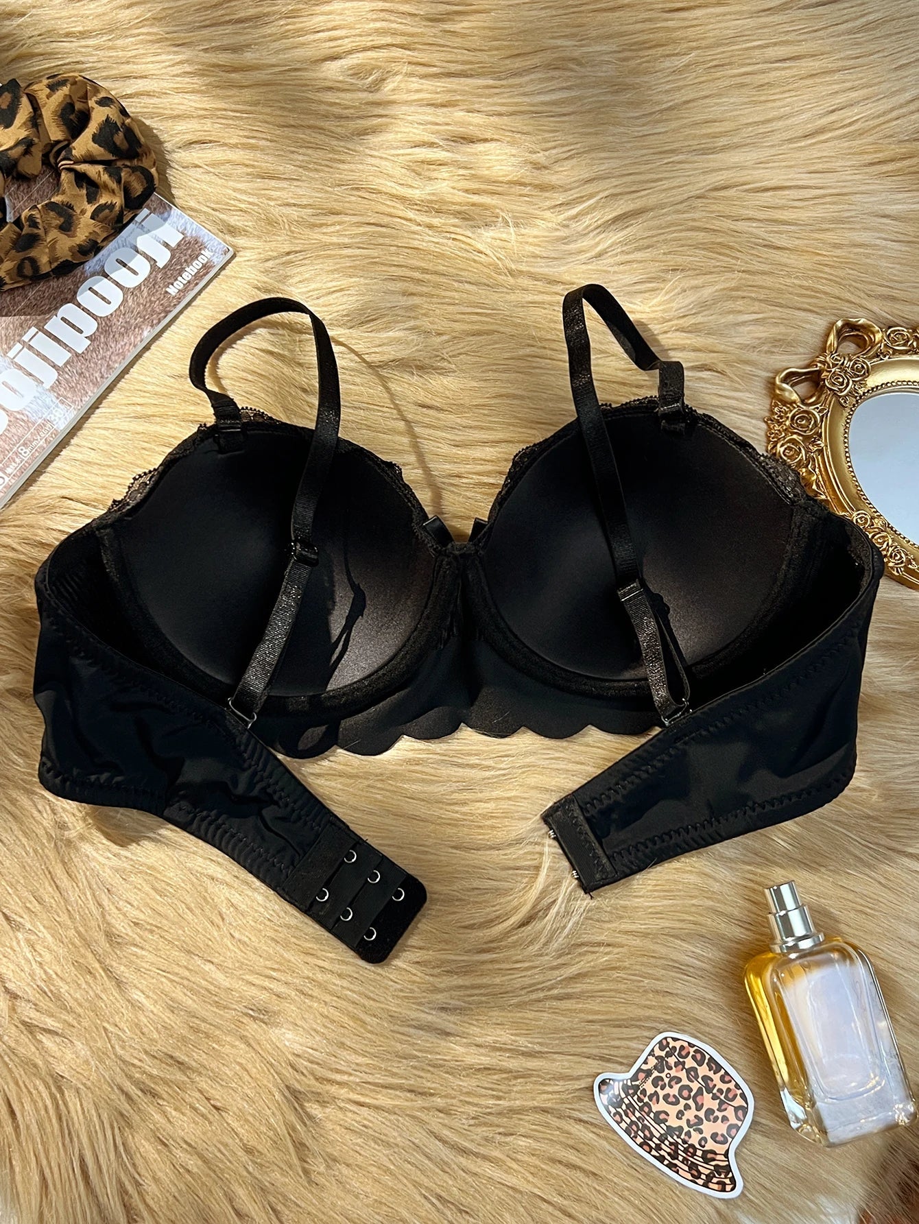 Leopard Lace Underwire Push-Up Bra
