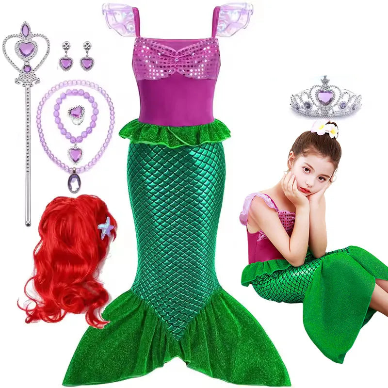 Kids Ariel Mermaid Princess Costume Dress