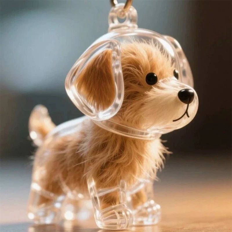 Clear Pet Fur Display Capsule Keychain