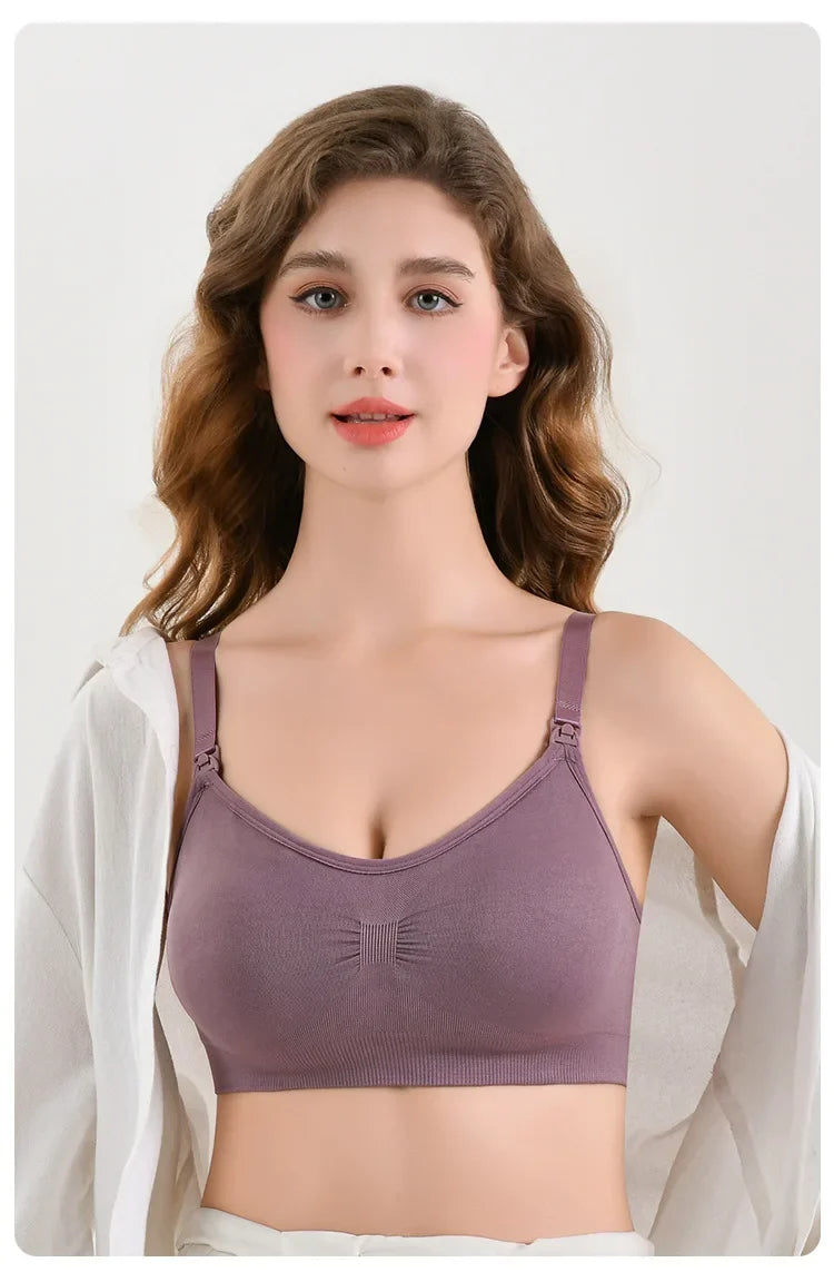 Plus-Size Wire-Free Front-Buckle Nursing Bra