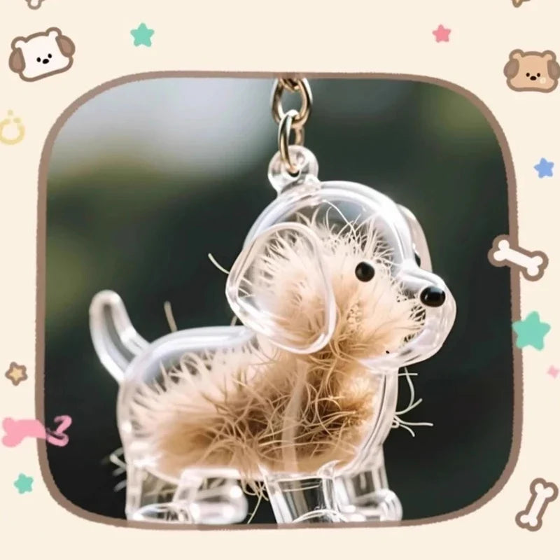 Clear Pet Fur Display Capsule Keychain