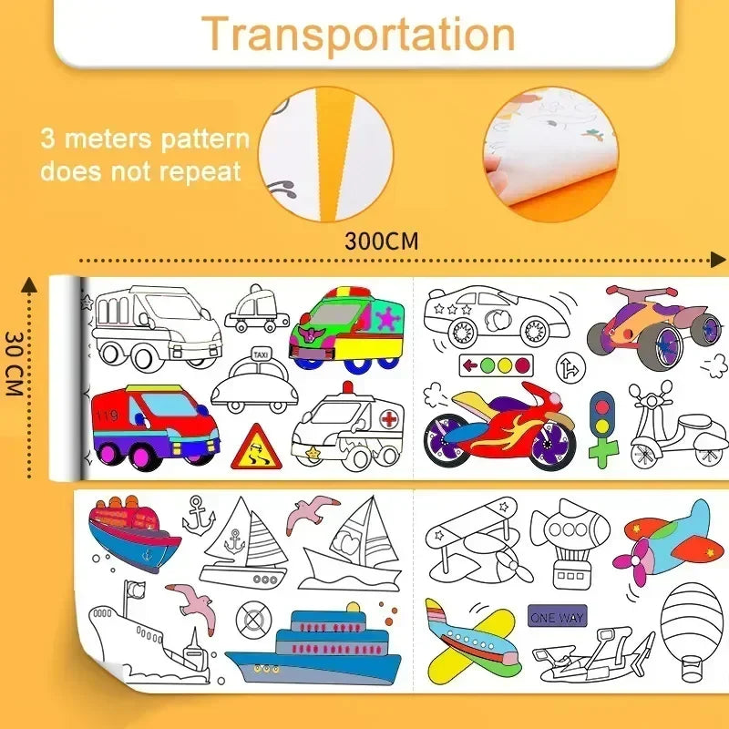 Kids Reusable Drawing Roll – 3 m Coloring Paper