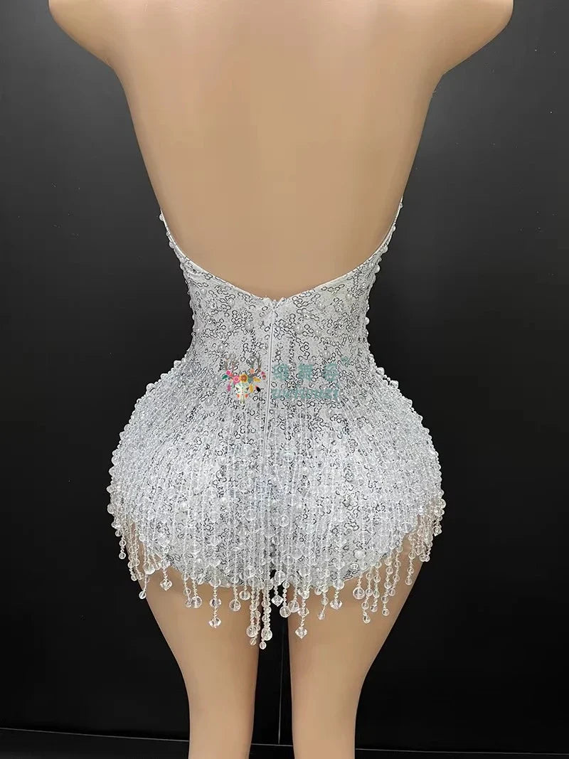 Stardust Rhinestone Tassel Dance Dress