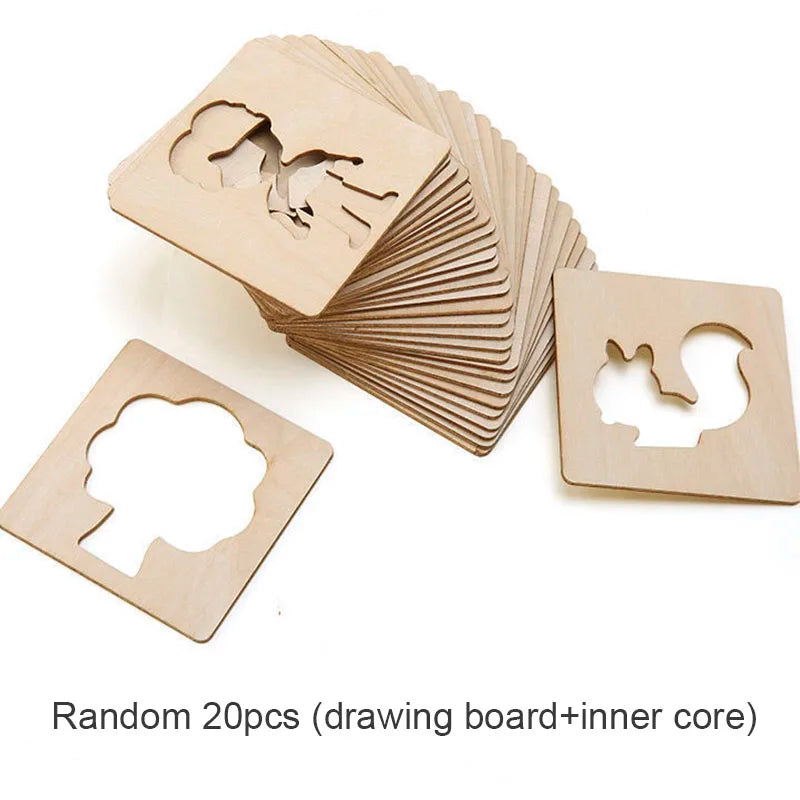 20-Piece Wooden Stencil Set for Kids
