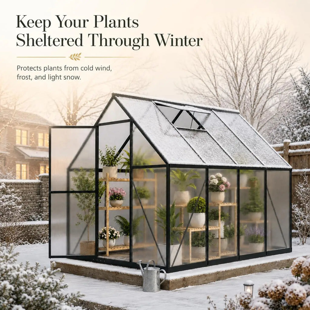 6×8 ft Walk-In Polycarbonate Greenhouse