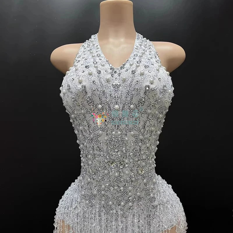Stardust Rhinestone Tassel Dance Dress
