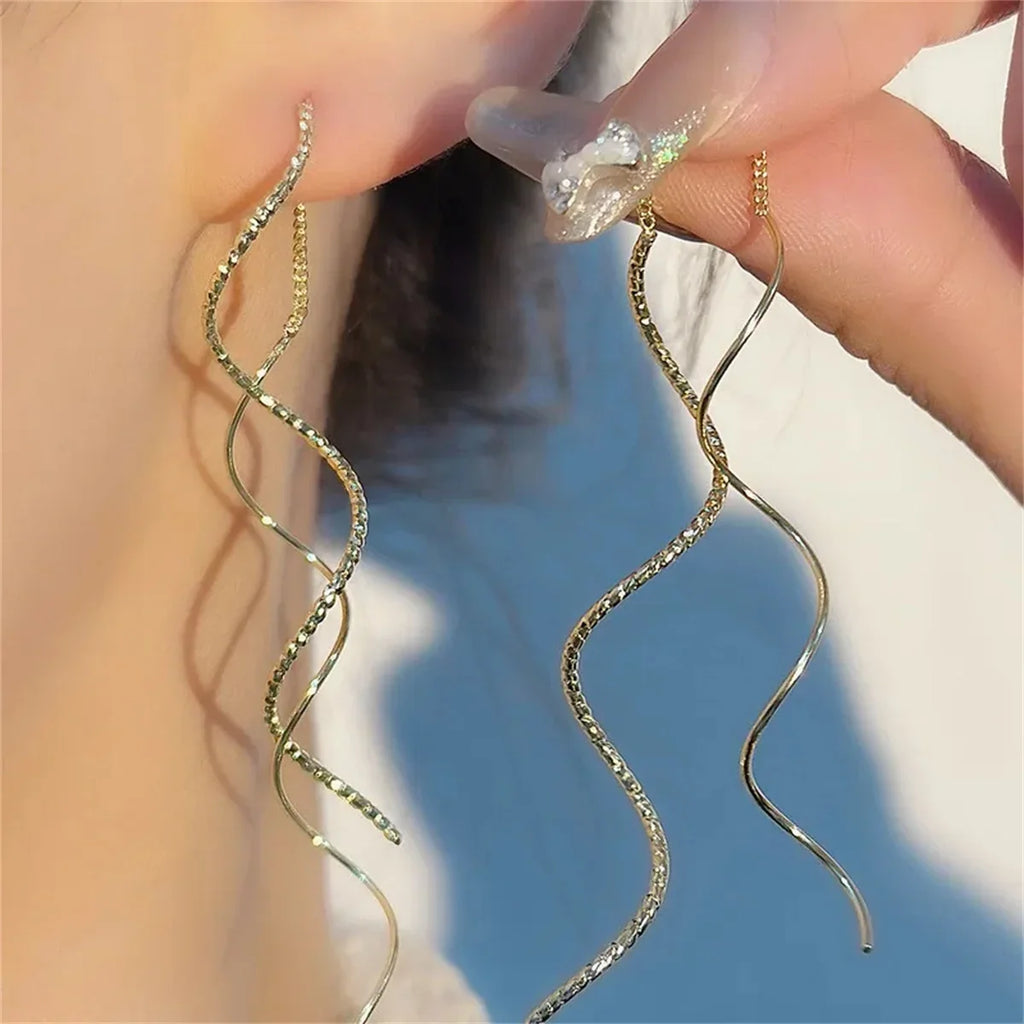 Wave Fringe Tassel Drop Earrings