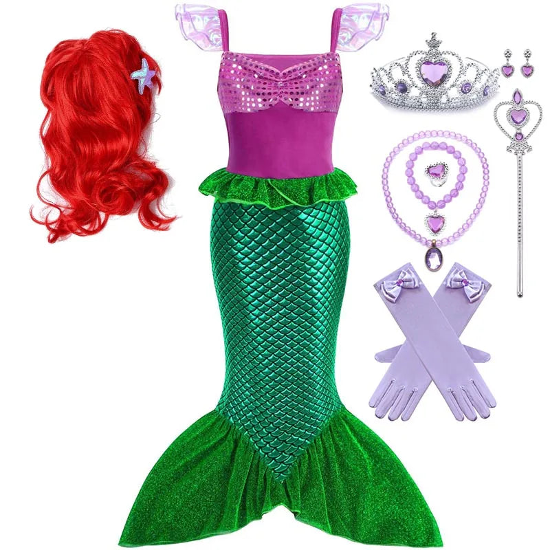 Kids Ariel Mermaid Princess Costume Dress