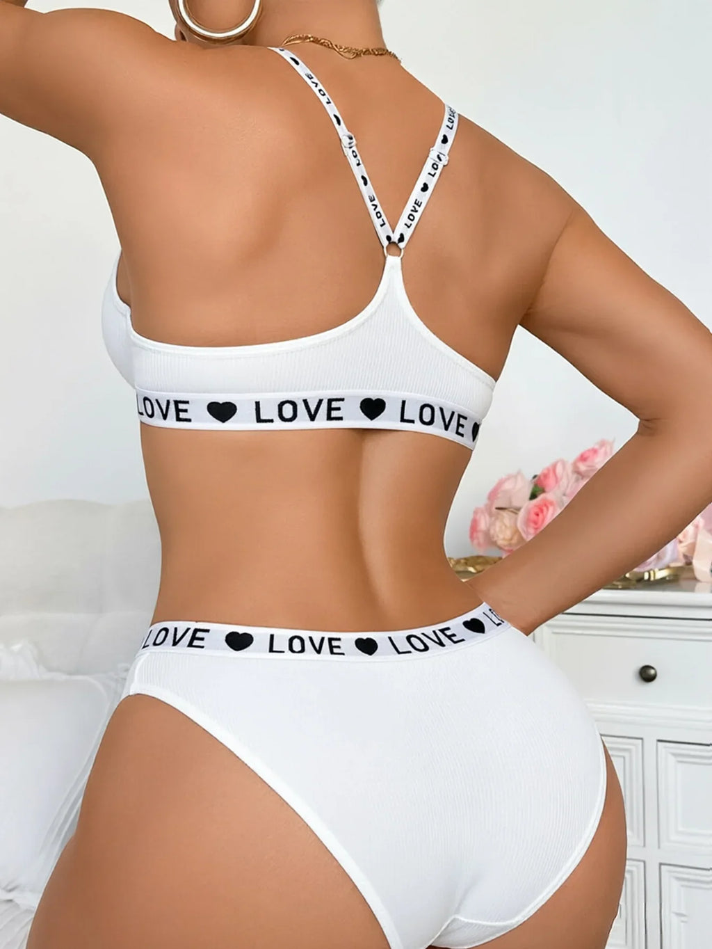 Ribbed Front-Closure Bra & Brief Set