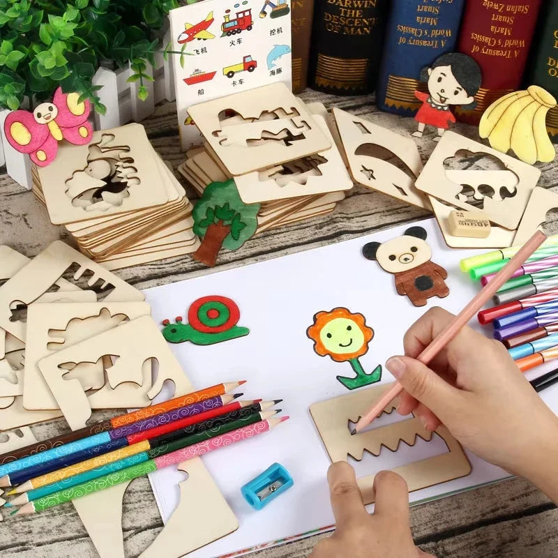 20-Piece Wooden Drawing Stencil Set for Kids