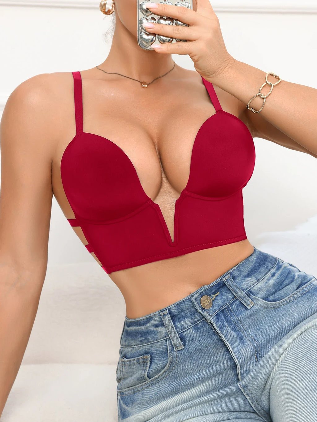 Deep-V Push-Up Underwire Bra