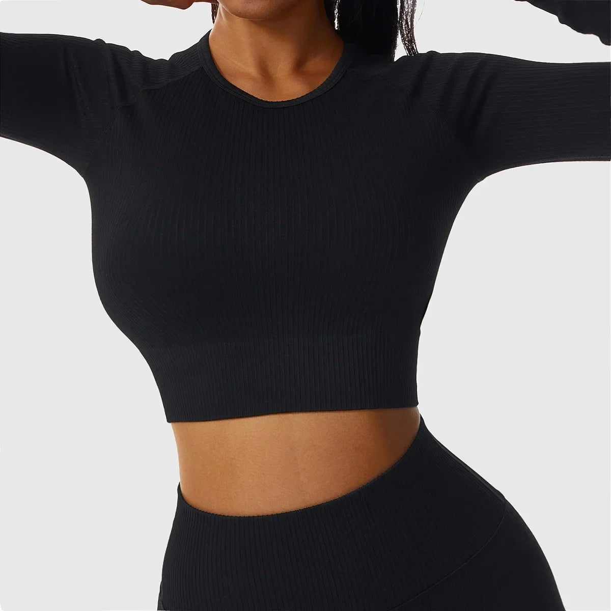 Women’s Long-Sleeve Crop Gym & Yoga Top