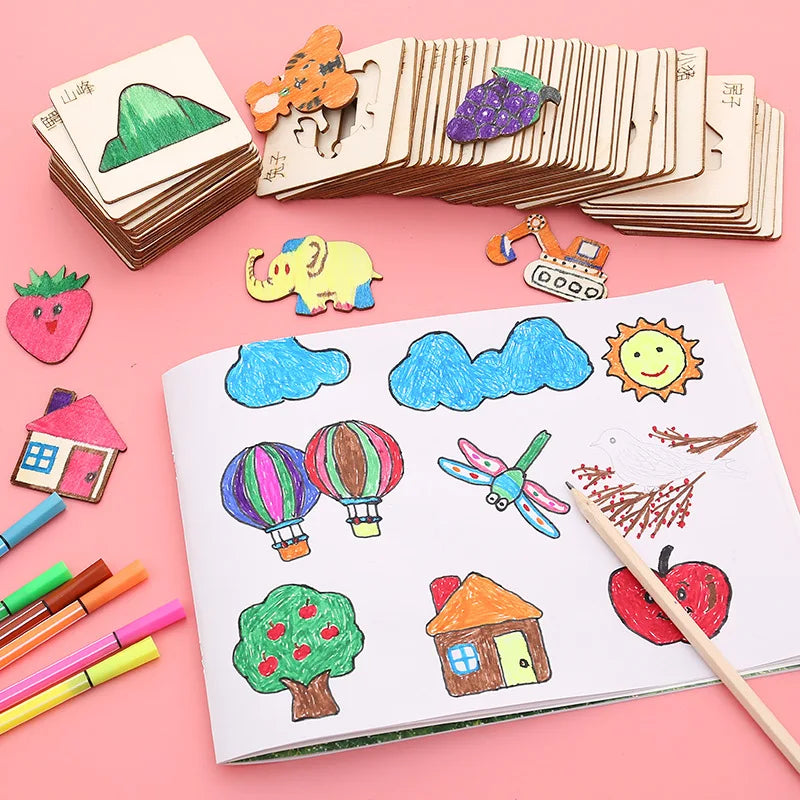 20-Piece Wooden Stencil Set for Kids