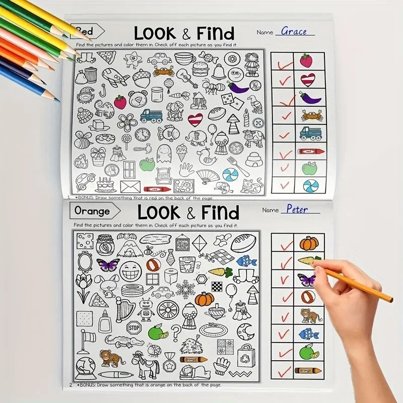 32-Page Hidden Object Coloring Book for Kids