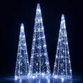 Set of 3 Pre-Lit Christmas Cone Trees