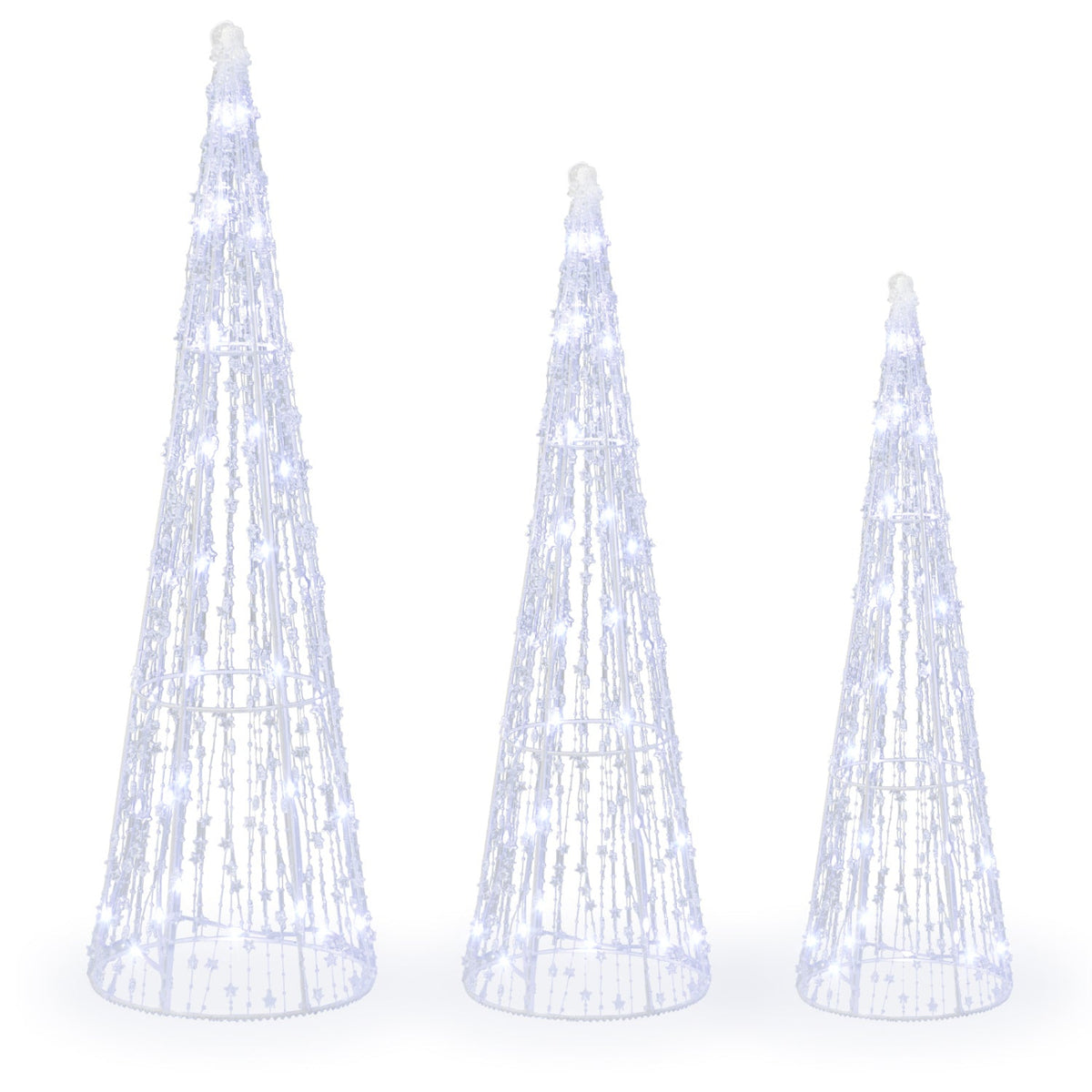 Set of 3 Pre-Lit Christmas Cone Trees