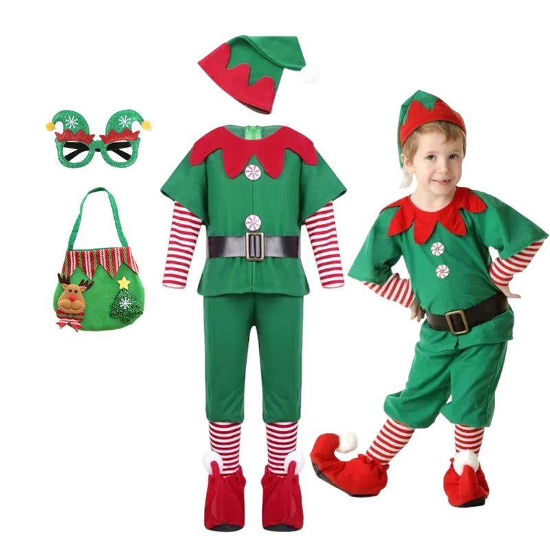 Kids Christmas Elf Costume Set