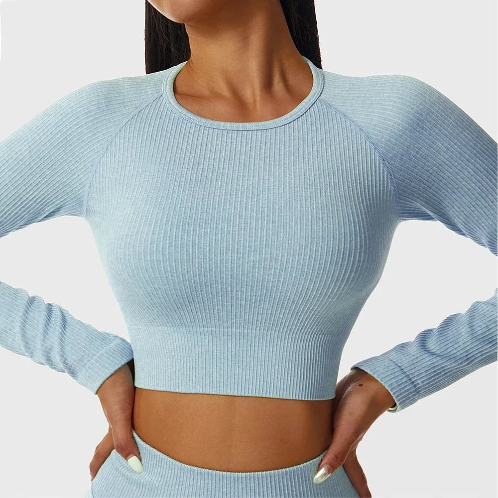 Women’s Long-Sleeve Crop Gym & Yoga Top