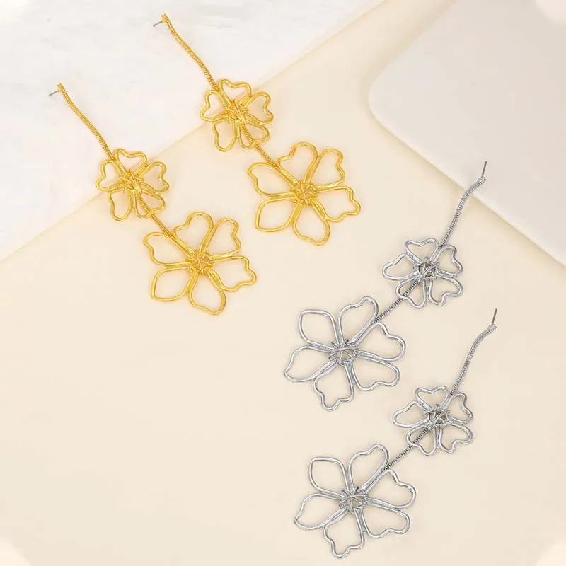 Gold Leaf Geometric Drop Earrings
