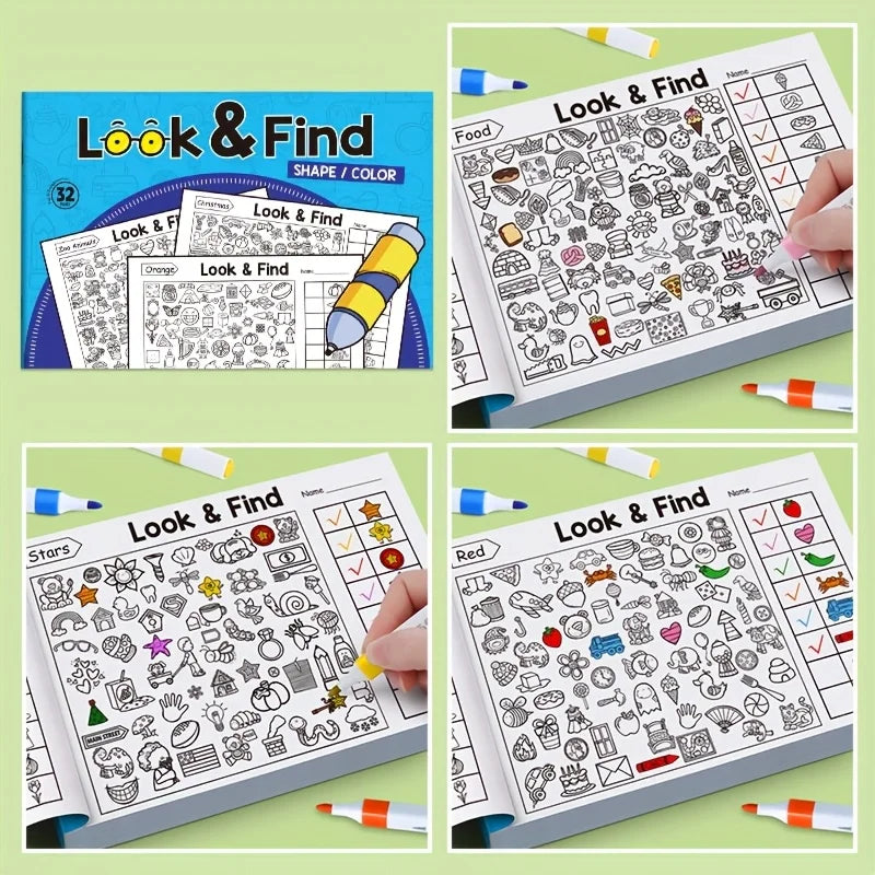 32-Page Hidden Object Coloring Book for Kids
