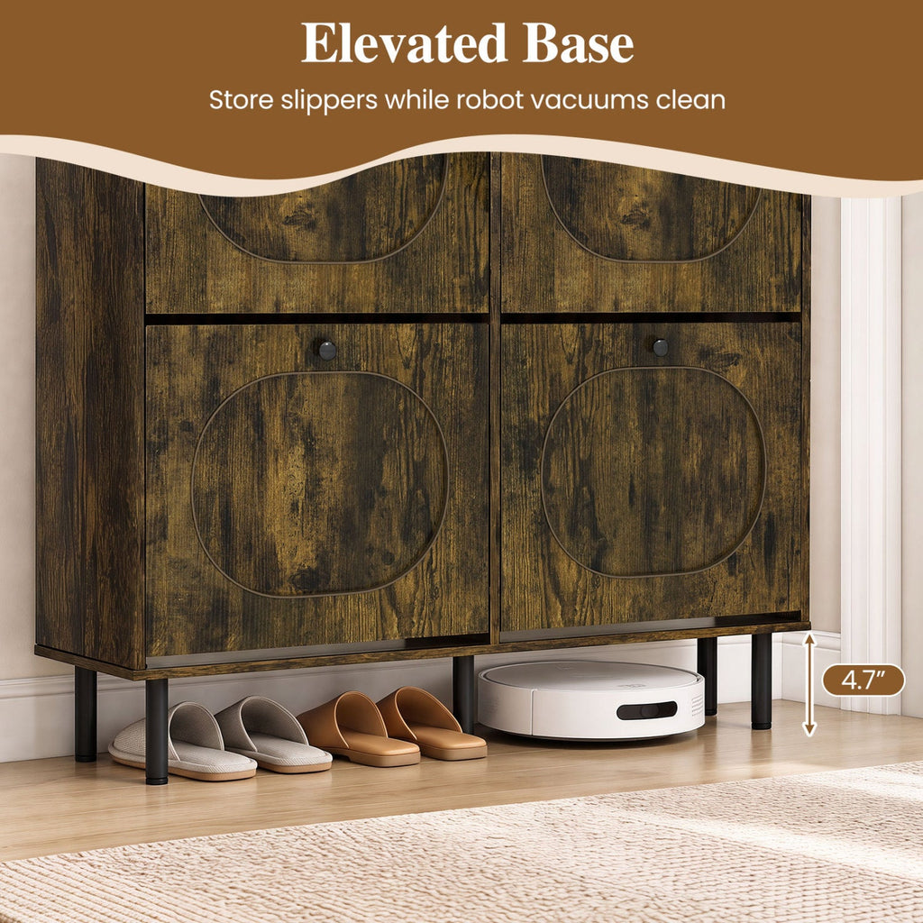 4-Drawer Shoe Storage Cabinet – Rustic Brown