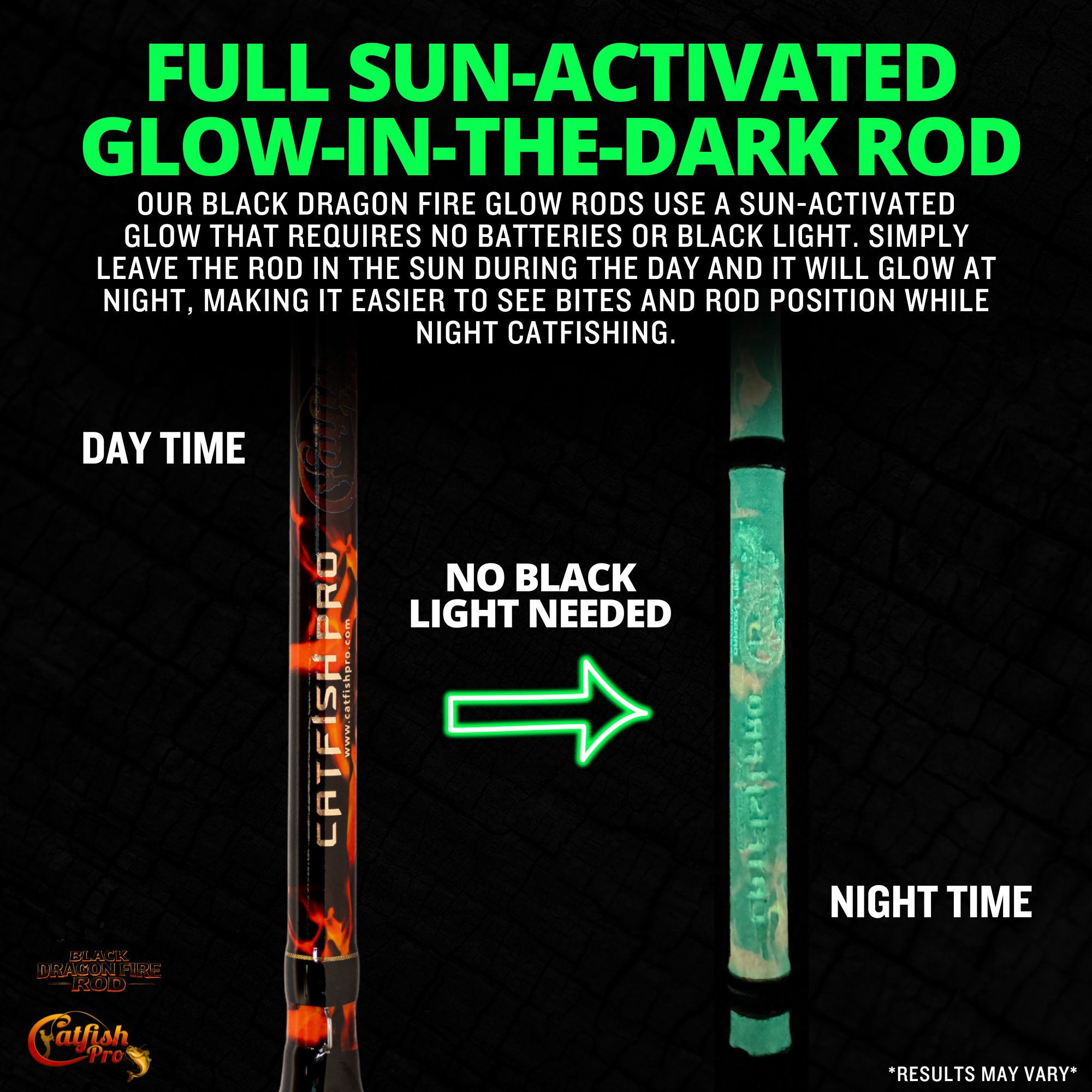 Black Dragon Fire Glow-in-the-Dark Spinning Rod