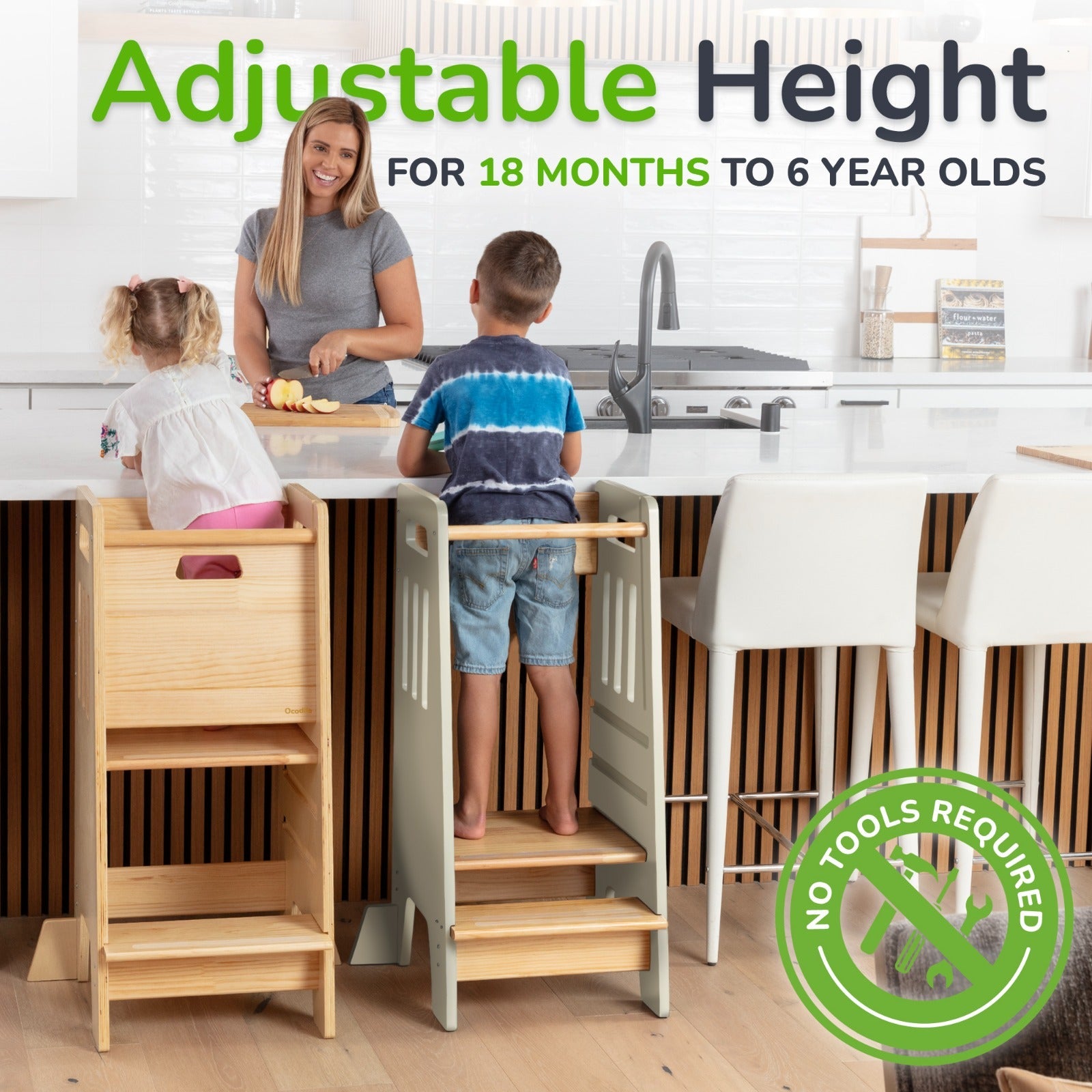 Standing Toddler Tower with Sliding Safety Door