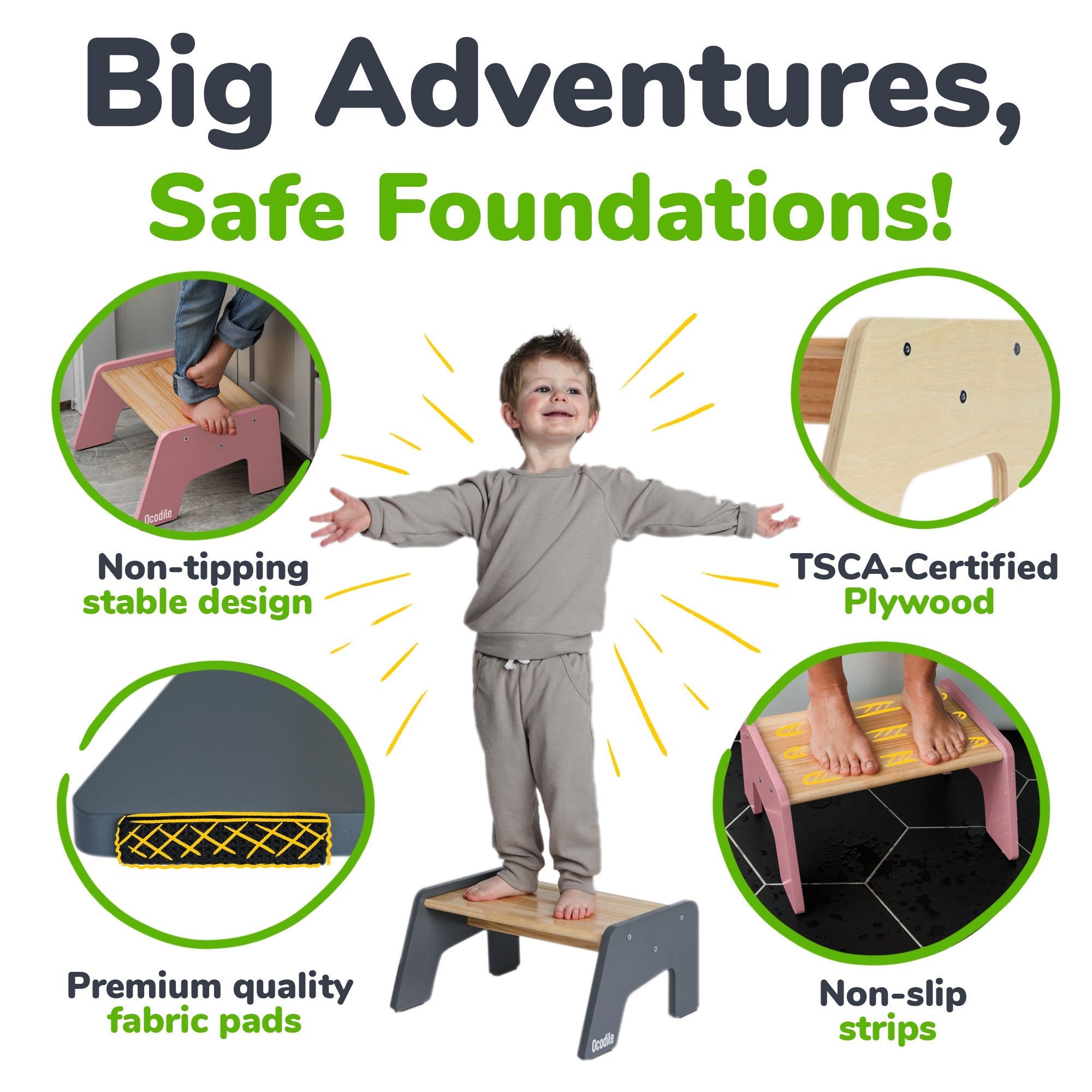 1-Step Wooden Kids Stool