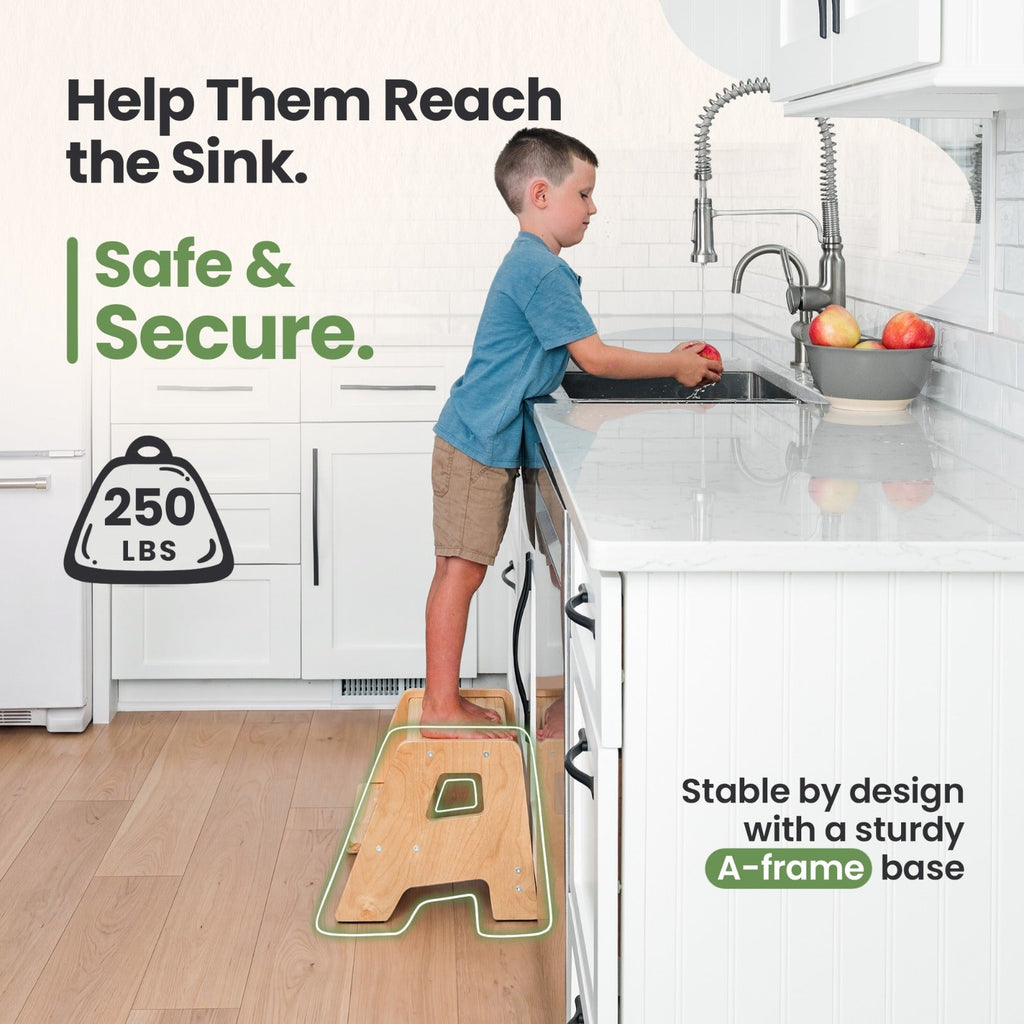 2-Step Wooden Stool for Toddlers – Ages 2+
