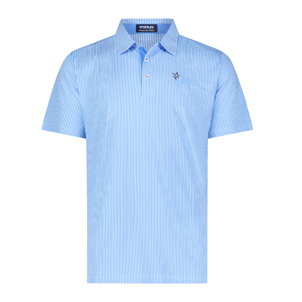 Striper Performance Golf Polo – Light Blue