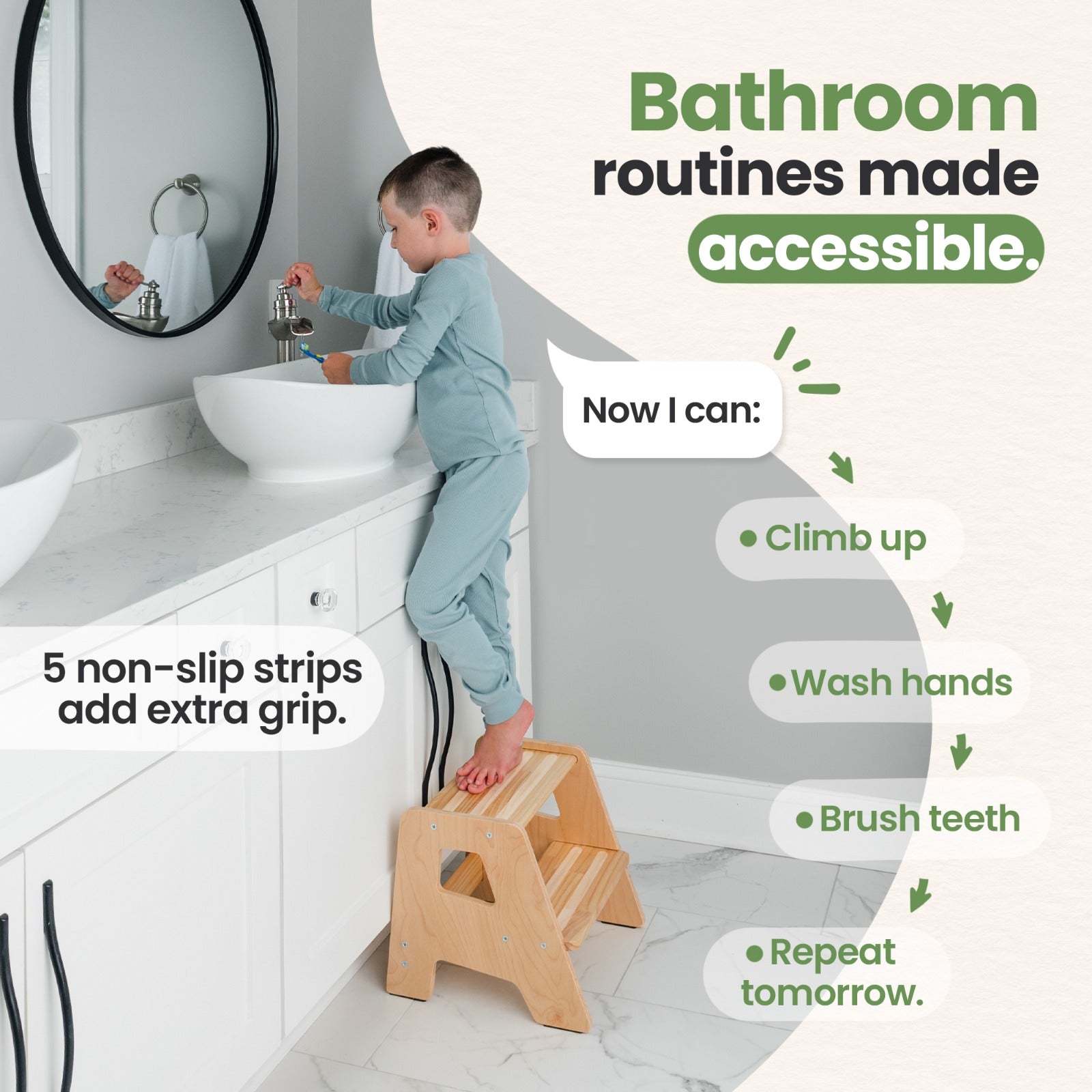 2-Step Wooden Stool for Toddlers – Ages 2+