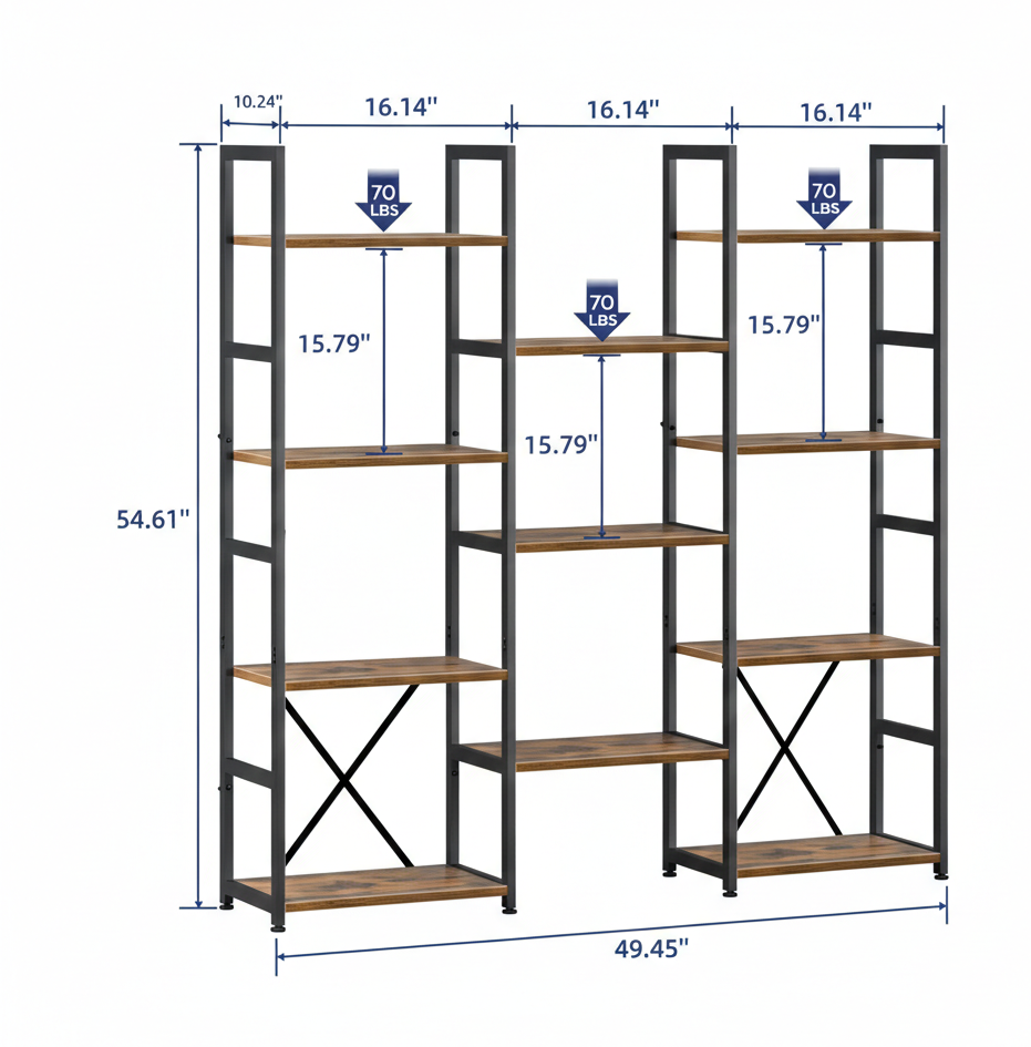 Industrial Multi-Tier Bookshelf