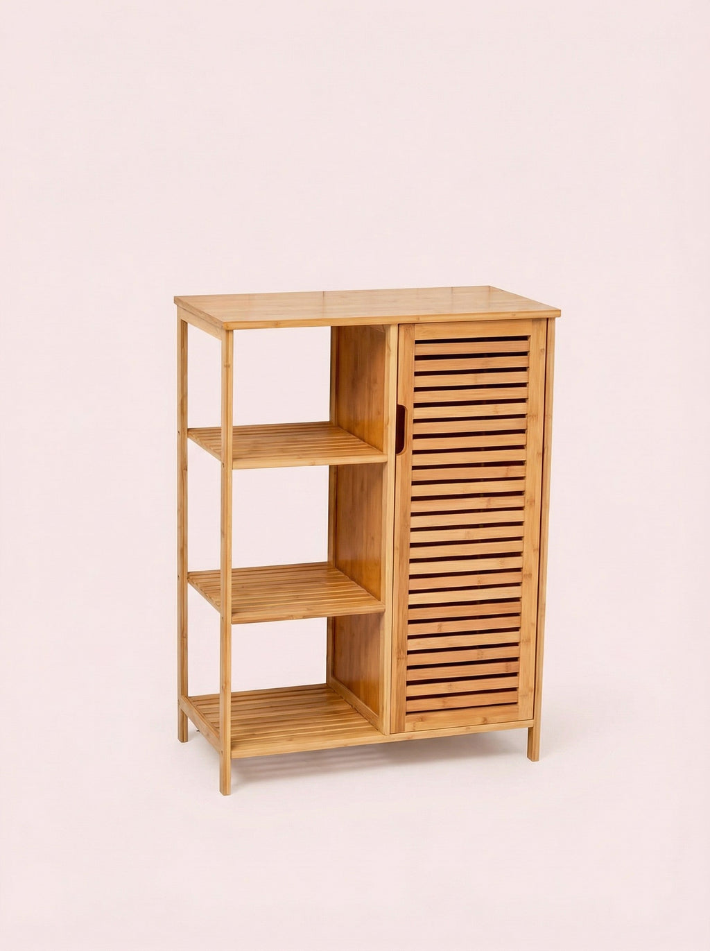 4-Tier Bamboo-Style Floor Storage Cabinet