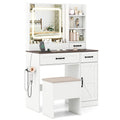 Farmhouse Vanity Desk with Mirror & Lights
