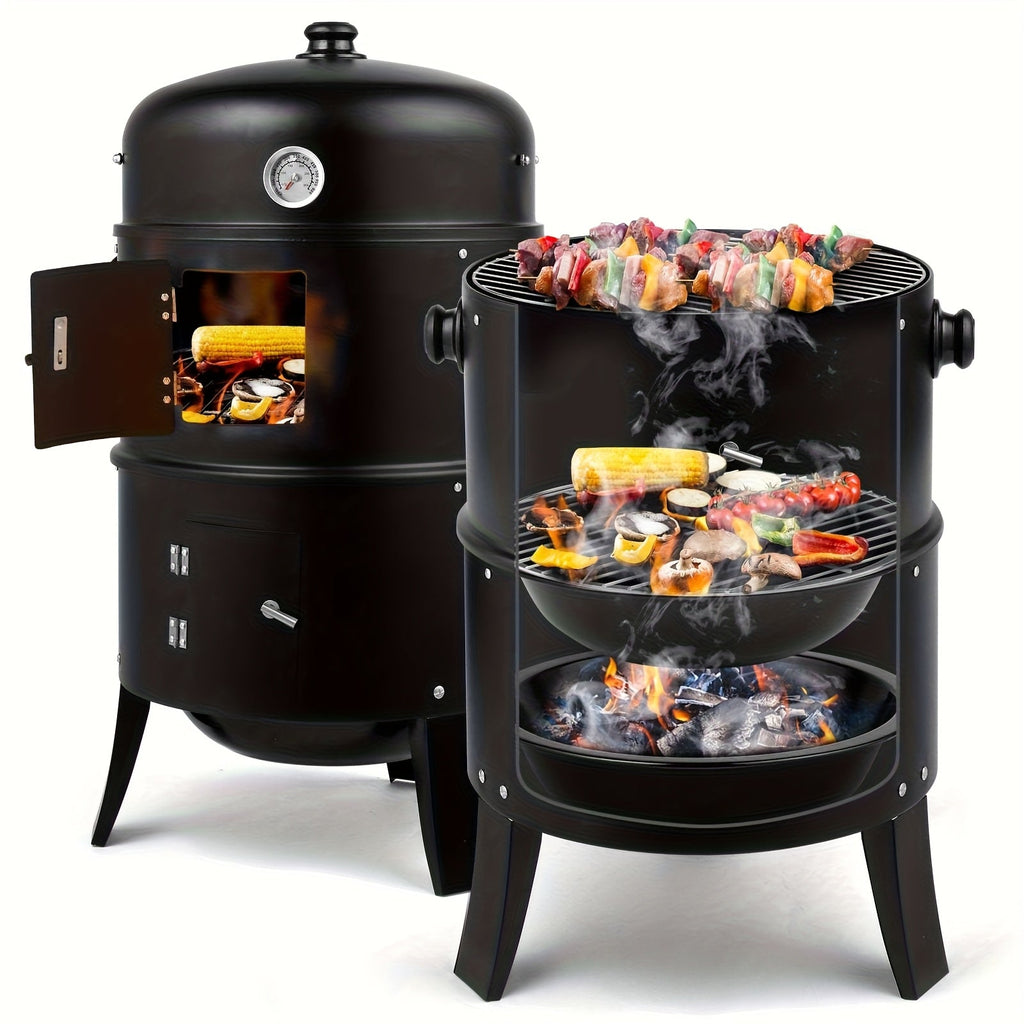 3-in-1 Charcoal Smoker Grill & Fire Pit