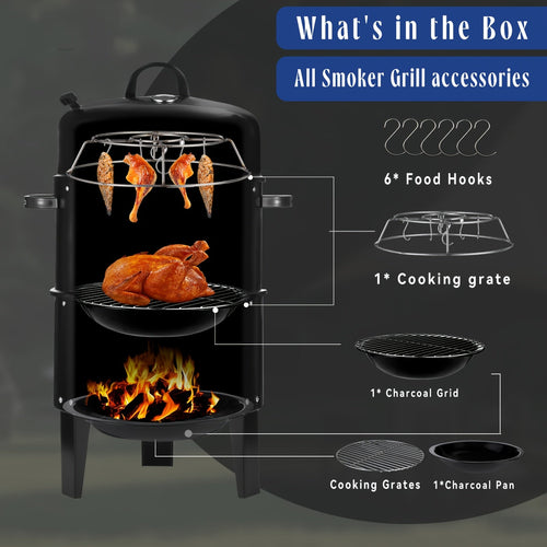 3-in-1 Charcoal Smoker Grill & Fire Pit