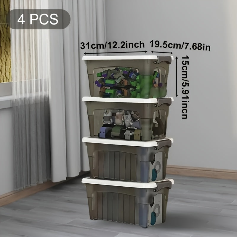 4-Piece Stackable Clear Storage Box Set