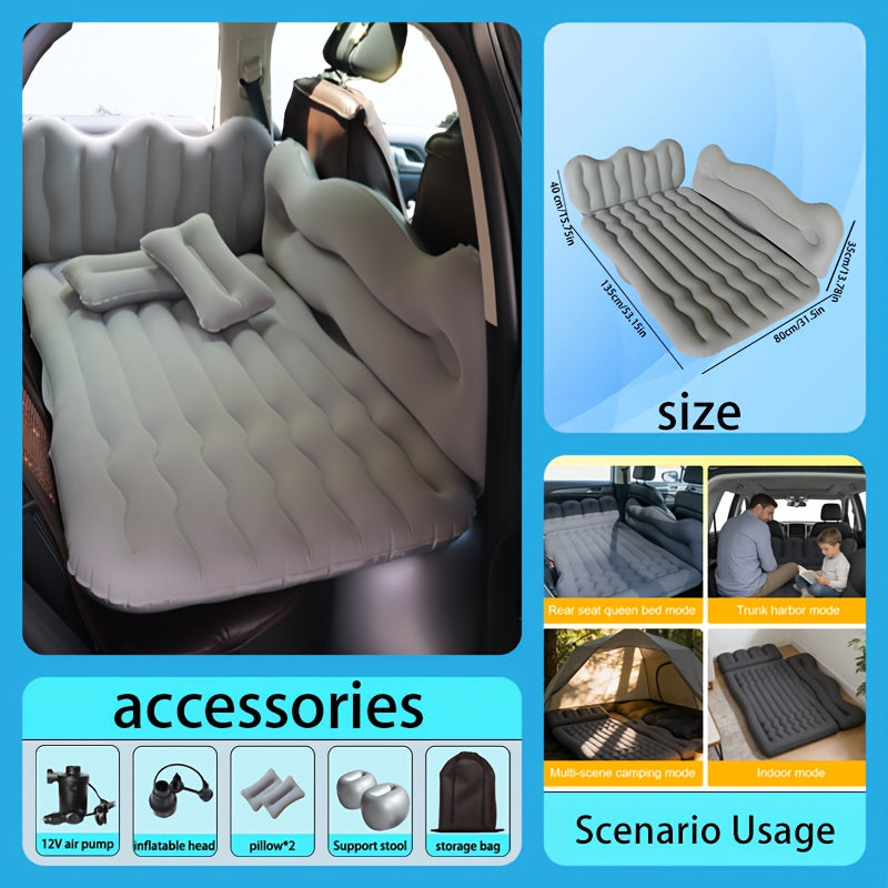 Inflatable Car Backseat Mattress with Pump & Pillows