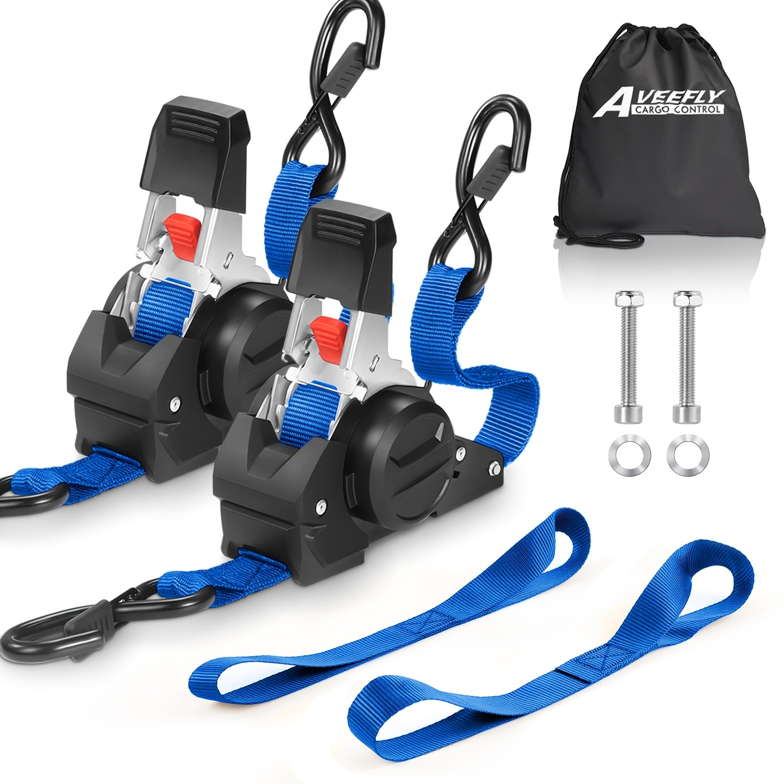 4-Pack Retractable Ratchet Tie-Down Straps