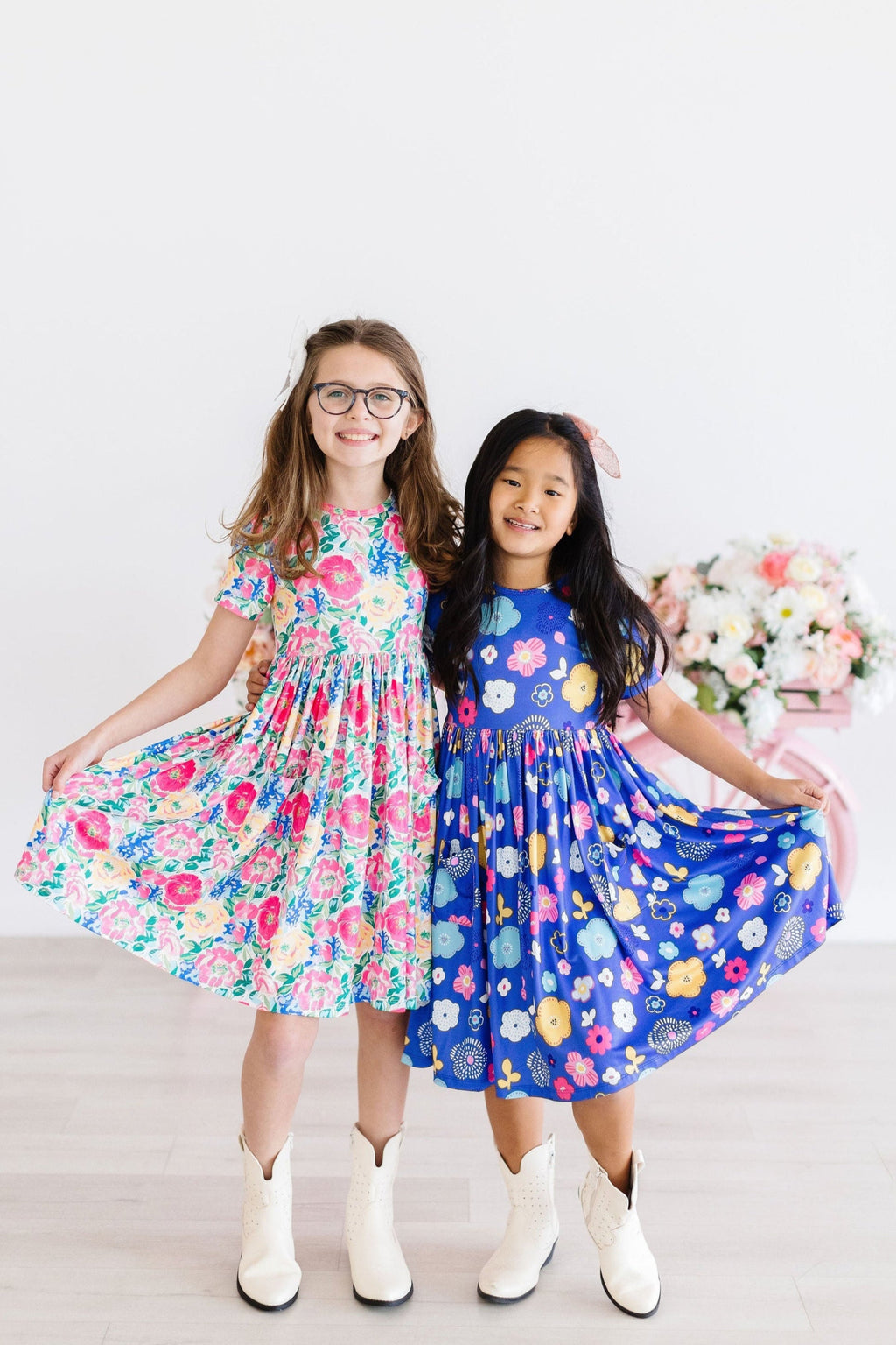 Floral Frenzy Short-Sleeve Pocket Twirl Dress