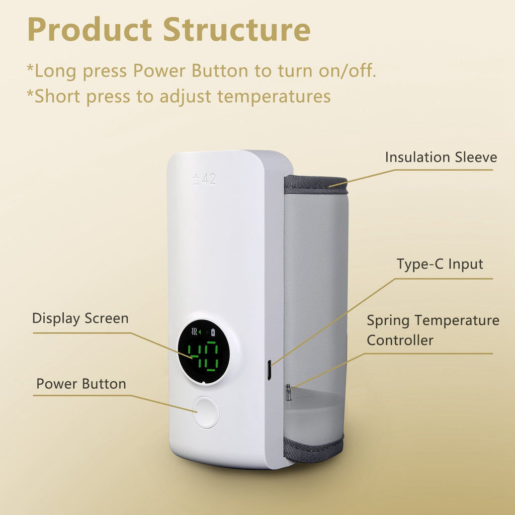 Portable Baby Bottle Warmer – USB Rechargeable, 6 Heat Settings
