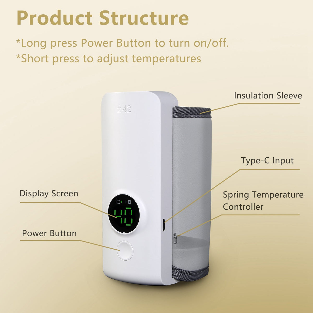 Portable Baby Bottle Warmer – USB Rechargeable, 6 Heat Settings