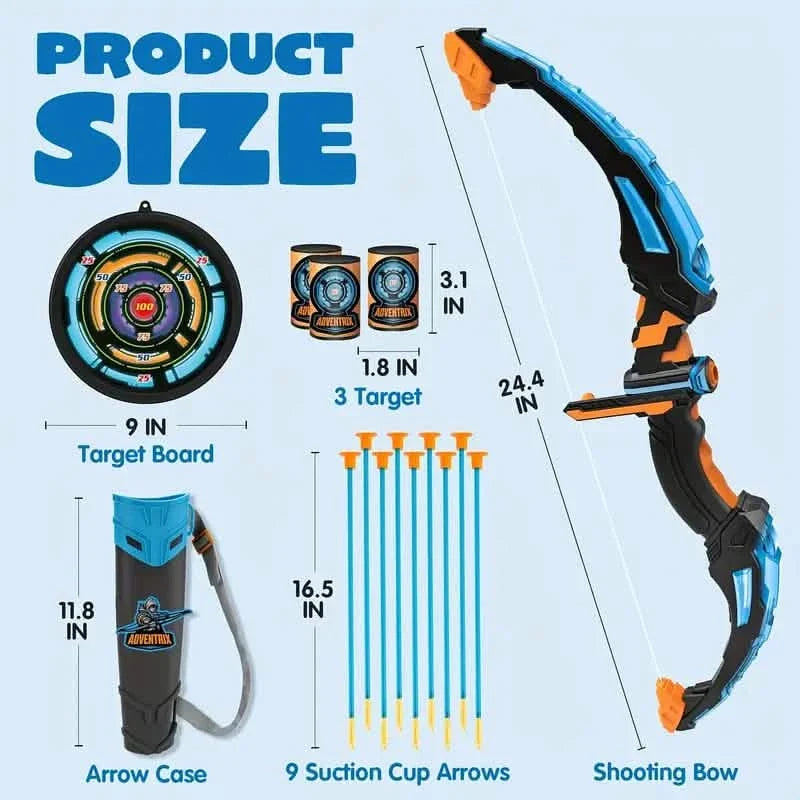 Kids LED Bow & Arrow Toy Set with Suction Cup Arrows