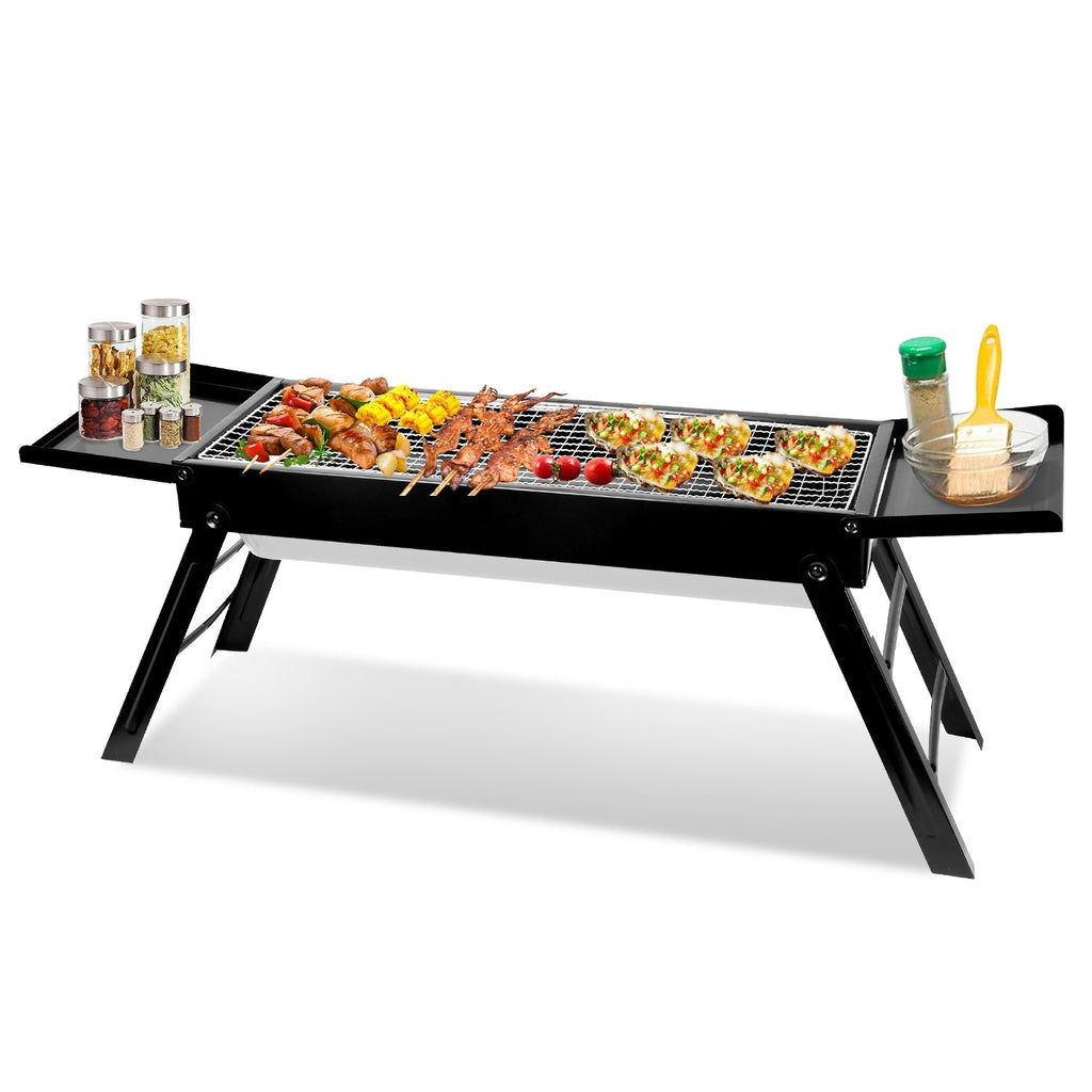 Foldable Charcoal BBQ Grill with Side Shelf