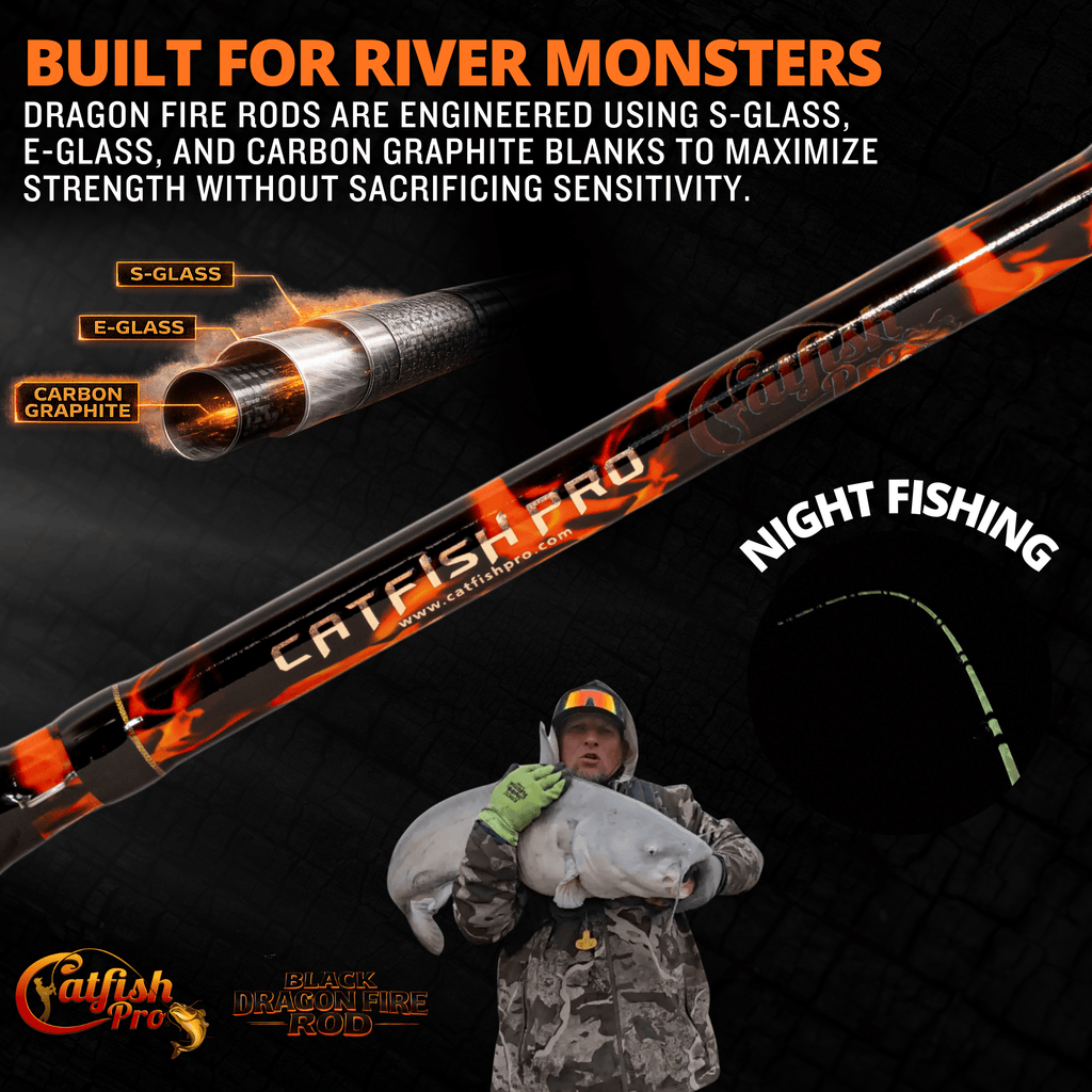 Black Dragon Fire Glow-in-the-Dark Spinning Rod